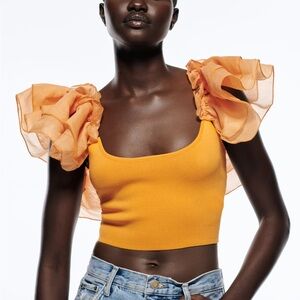 Zara COMBINATION ORGANZA KNIT TOP